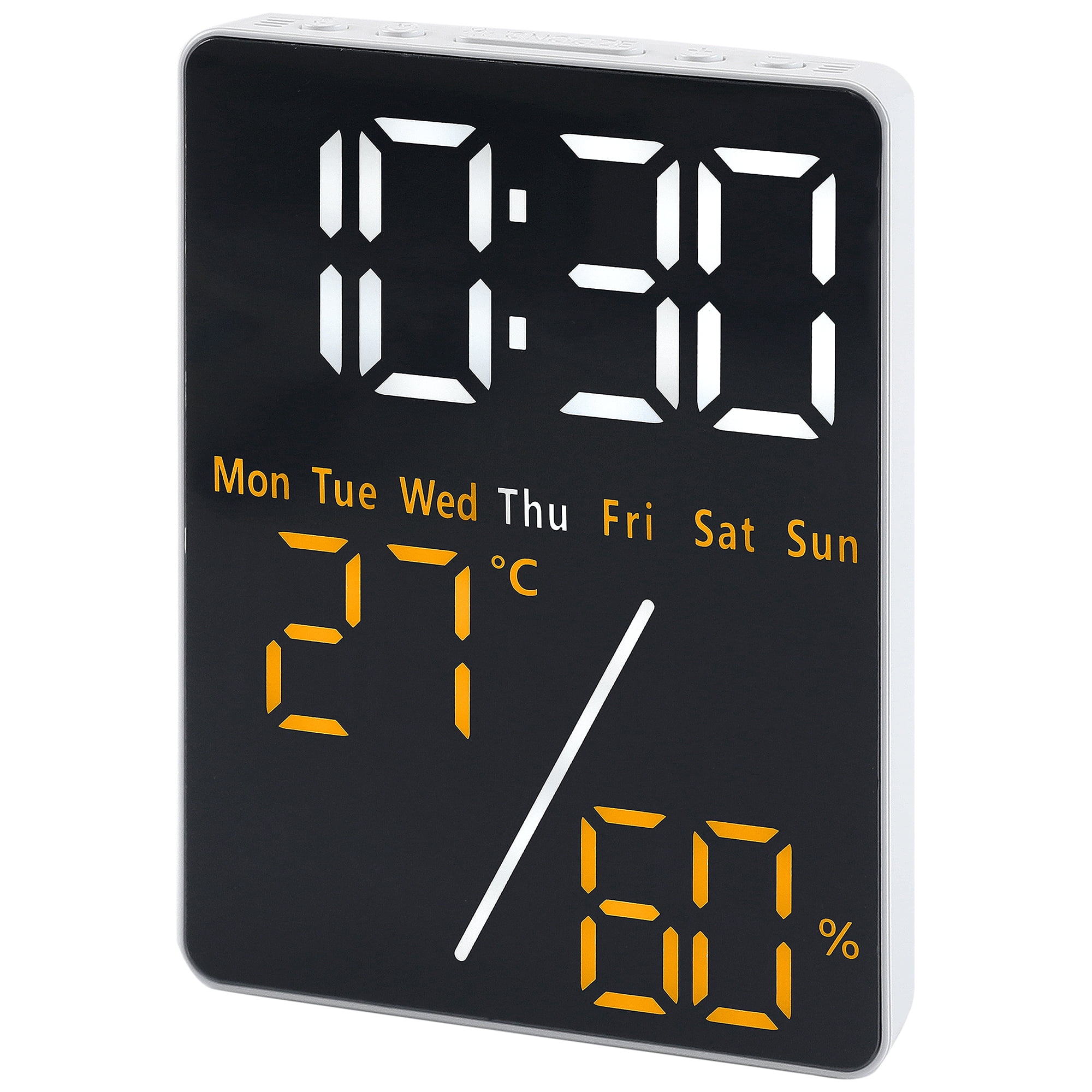 Unique Bargains LED Alarm Clock White Housing and Orange Light 3.5"L x 1.0"W x 4.7"H