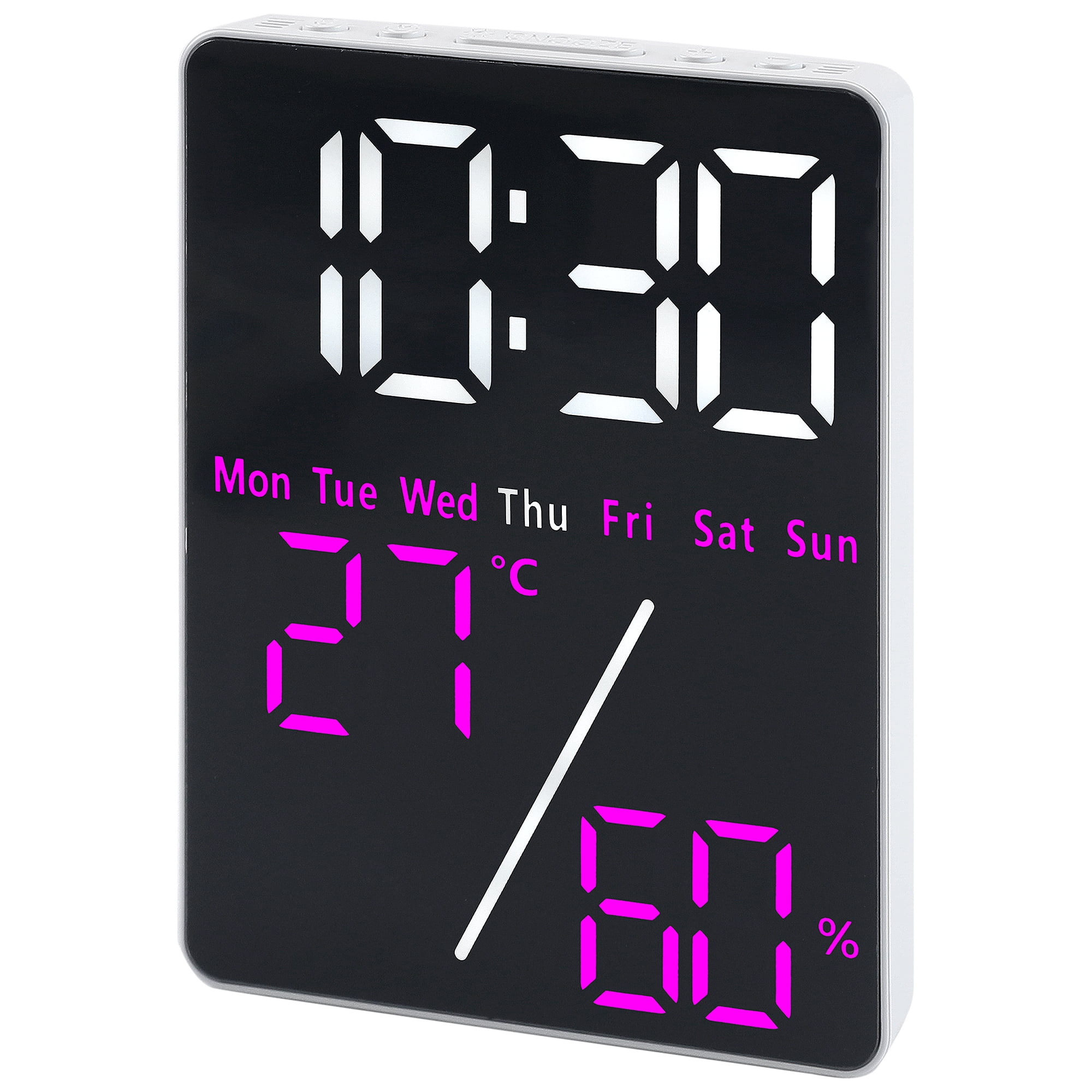 Unique Bargains LED Alarm Clock White Housing and Rose Red Light 3.5"L x 1.0"W x 4.7"H