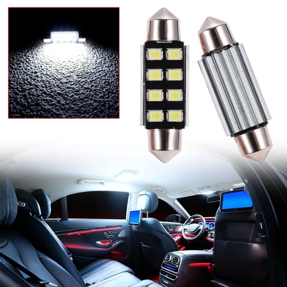 Unique Bargains LED Dome Light Bulbs 2835 Chip 8 Led for Car Dome Light Interior Lights License Plate Light 39mm White Map Light Bulb 2 Pcs