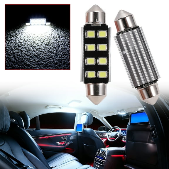 Unique Bargains LED Dome Light Bulbs 2835 Chip 8 Led for Car Dome Light Interior Lights License Plate Light 41mm White Map Light Bulb 2 Pcs