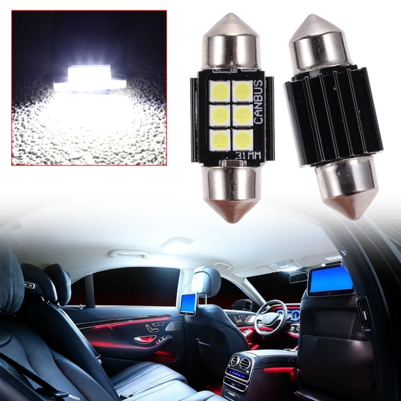 Unique Bargains LED Dome Light Bulbs 3030 Chip 6 Led for Car Dome Light Interior Lights License Plate Light 31mm White Map Light Bulb 2 Pcs