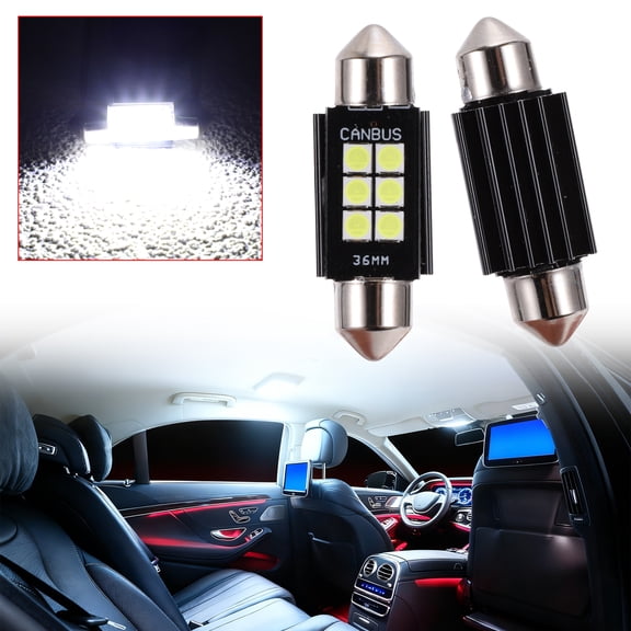 Unique Bargains LED Dome Light Bulbs 3030 Chip 6 Led for Car Dome Light Interior Lights License Plate Light 36mm White Map Light Bulb 2 Pcs