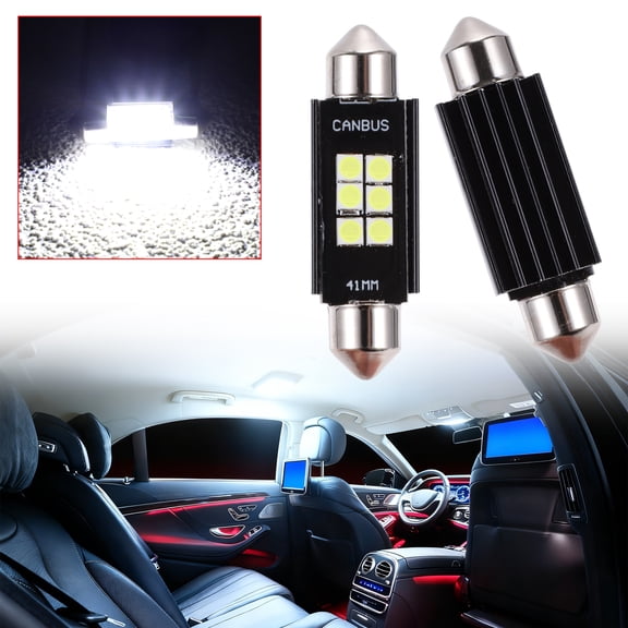 Unique Bargains LED Dome Light Bulbs 3030 Chip 6 Led for Car Dome Light Interior Lights License Plate Light 41mm White Map Light Bulb 2 Pcs