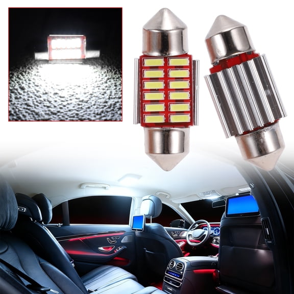Unique Bargains LED Dome Light Bulbs 4014 Chip 12 Led for Car Dome Light Interior Lights License Plate Light 31mm White Map Light Bulb 2 Pcs