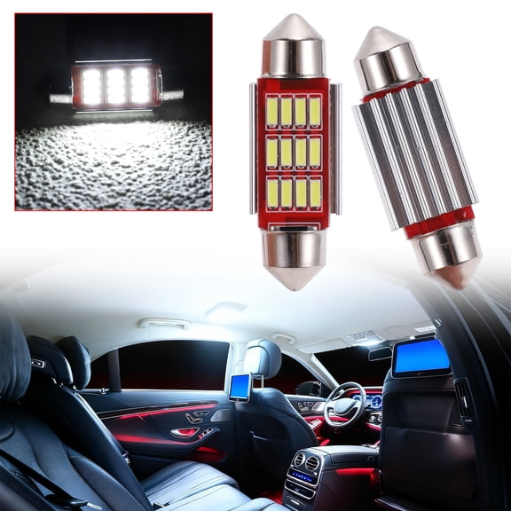 Unique Bargains LED Dome Light Bulbs 4014 Chip 12 Led for Car Dome Light Interior Lights License Plate Light 36mm White Map Light Bulb 2 Pcs