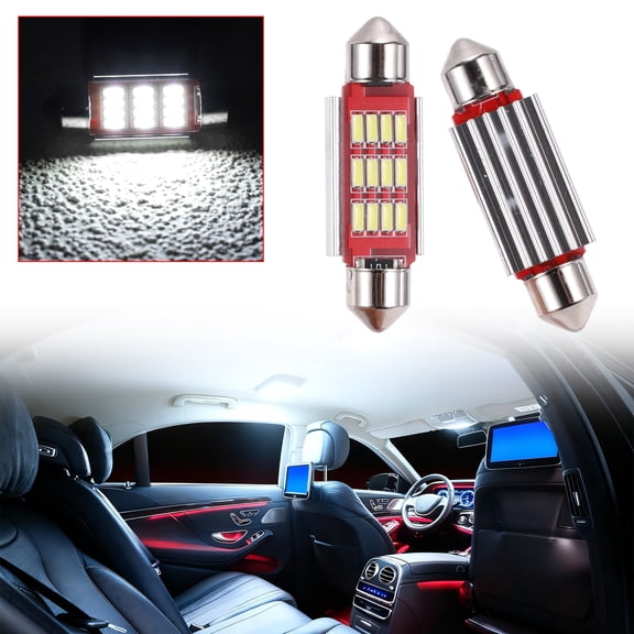 Unique Bargains LED Dome Light Bulbs 4014 Chip 12 Led for Car Dome Light Interior Lights License Plate Light 39mm White Map Light Bulb 2 Pcs