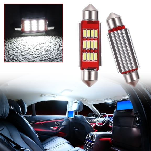 Unique Bargains LED Dome Light Bulbs 4014 Chip 12 Led for Car Dome Light Interior Lights License Plate Light 41mm White Map Light Bulb 2 Pcs