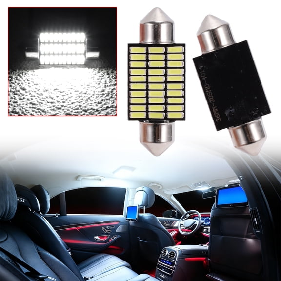 Unique Bargains LED Dome Light Bulbs 4014 Chip 30 Led for Car Dome Light Interior Lights License Plate Light 36mm White Map Light Bulb 2 Pcs