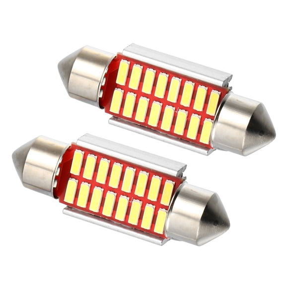 Unique Bargains LED Festoon Light White Bright LED 36mm 6411 C5W LED 16SMD 4014 Chipsets Metal Silver Tone Yellow 2 Pcs