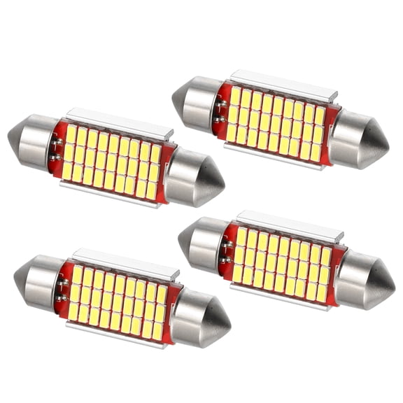 Unique Bargains LED Festoon Light White Bright LED 36mm 6411 C5W LED 27SMD 3014 Chipsets Metal Silver Tone Yellow 4 Pcs
