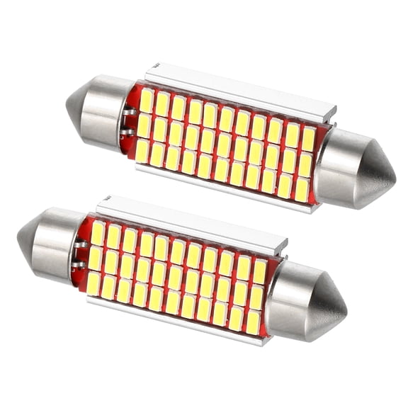 Unique Bargains LED Festoon Light White Bright LED 41mm 211 212 LED 33SMD 3014 Chipsets Metal Silver Tone Yellow 2 Pcs