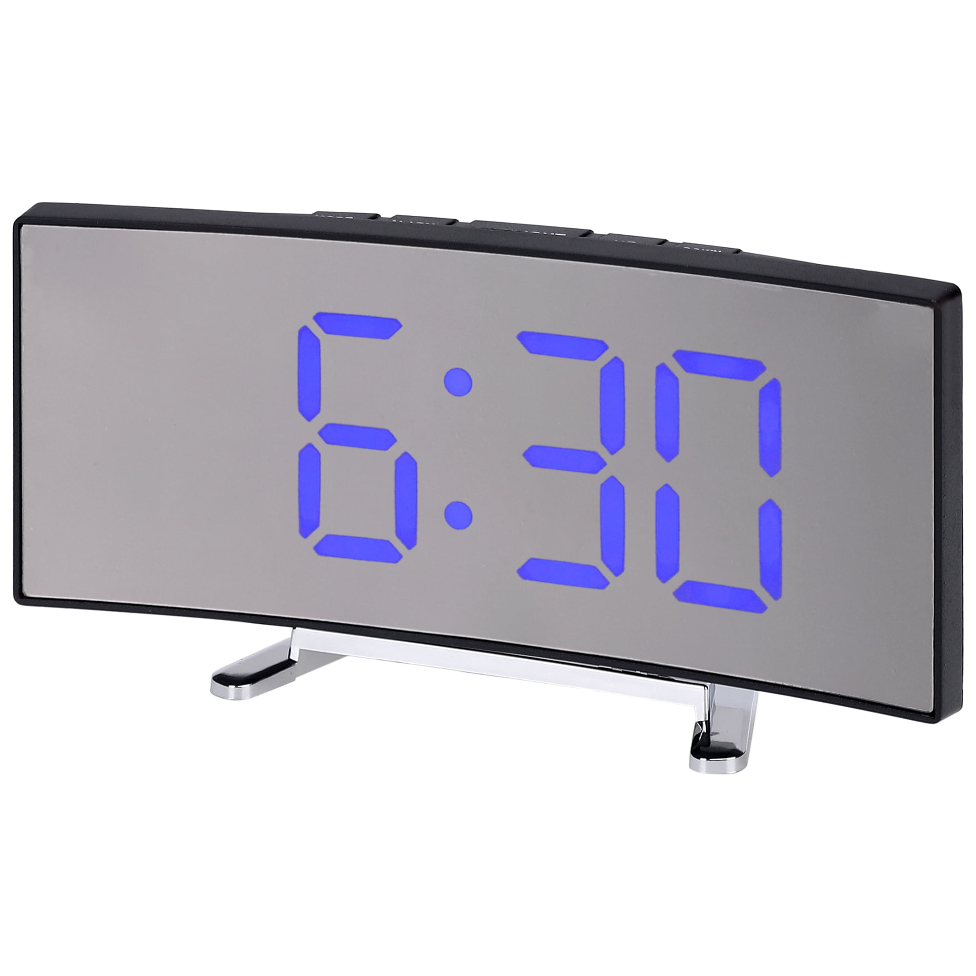 Unique Bargains LED Mirror Alarm Clock for Deep Sleepers Blue