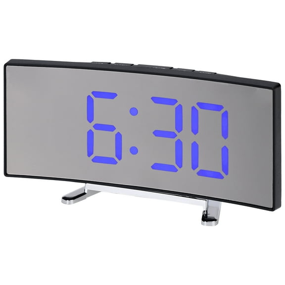 Unique Bargains LED Mirror Alarm Clock for Deep Sleepers Blue