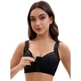 thumbnail image 1 of Unique Bargains Lace Front Closure Full Coverage Wirefree Bras C 38 Black, 1 of 6