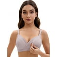 thumbnail image 1 of Unique Bargains Lace Front Closure Pumping Maternity Bra D 40 Taro Purple, 1 of 6