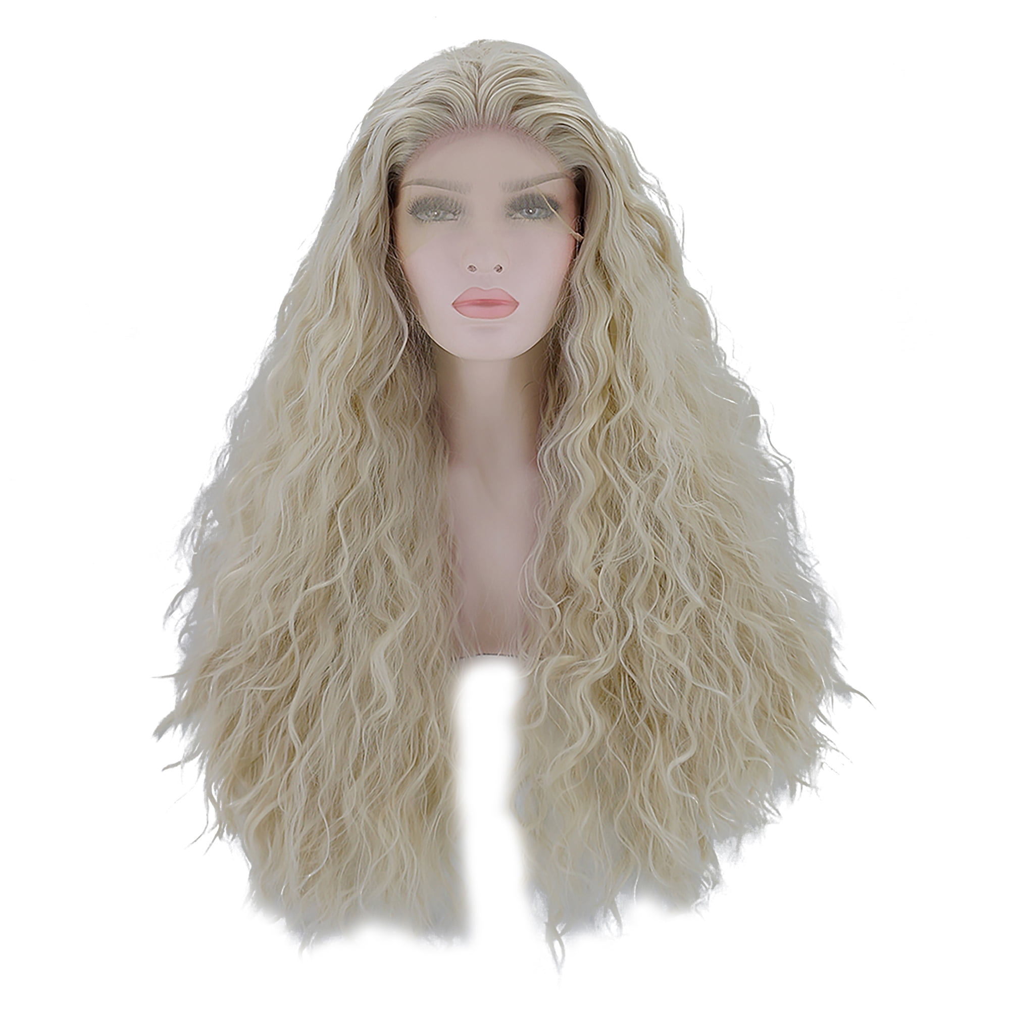 Unique Bargains Lace Front Lightweight Wigs Long Water Wave for Women Blonde
