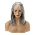 thumbnail image 1 of Unique Bargains Lace Front Lightweight Wigs Medium Long Straight Bob for Women Gray, 1 of 8