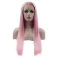 thumbnail image 1 of Unique Bargains Lace Front Wigs Heat Resistant Long Hair for Women Pink, 1 of 8