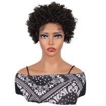Unique Bargains Lace Front Wigs Heat Resistant Short Curly Wigs Black