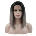 thumbnail image 1 of Unique Bargains Lace Front Wigs Medium Long Straight Bob for Women Lady Gray, 1 of 8