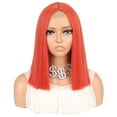 thumbnail image 1 of Unique Bargains Lace Front Wigs for Women 14" Orange Medium Long Straight Hair with Wig Cap, 1 of 6