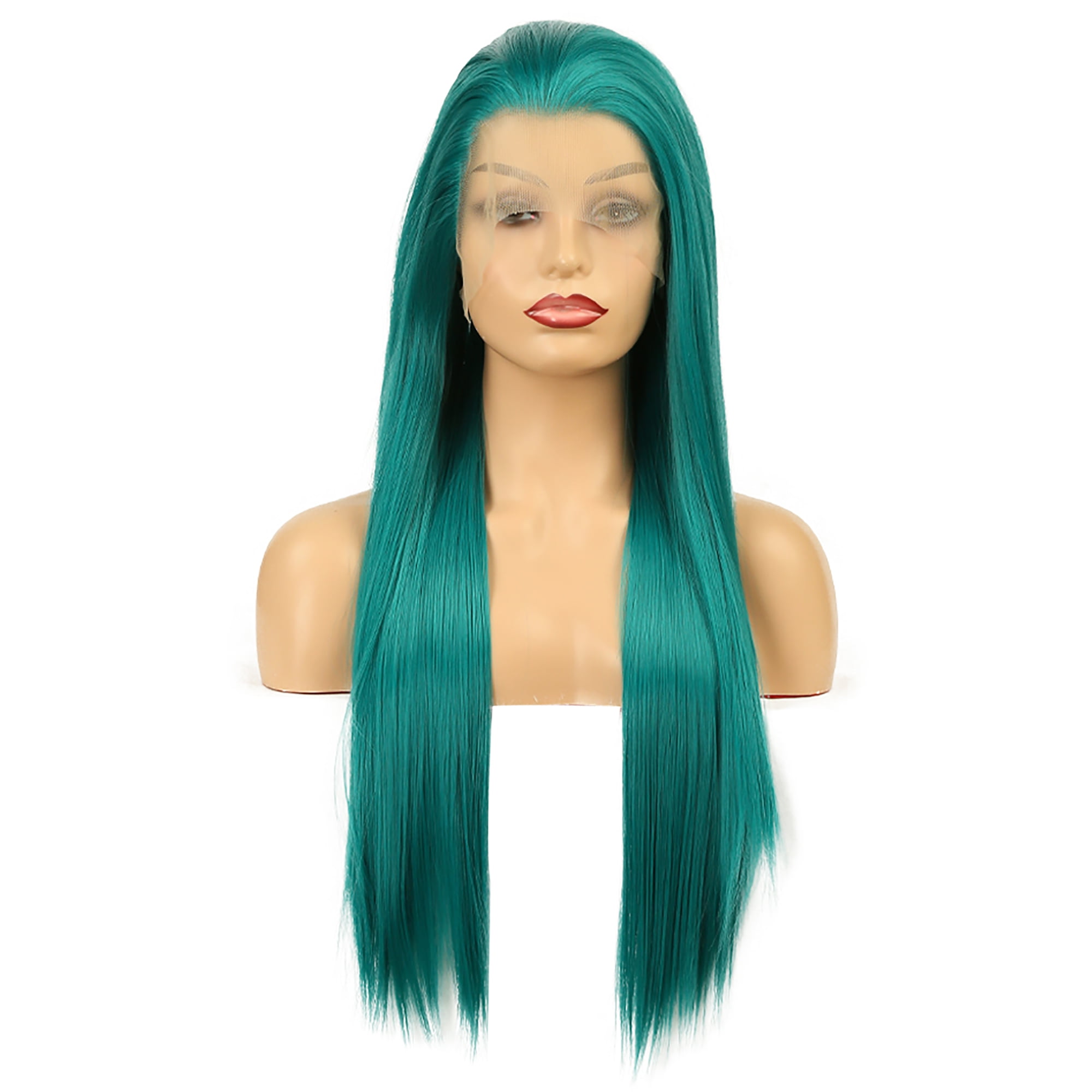 Unique Bargains Lace Front Wigs for Women 24" Blackish Green Long