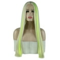 thumbnail image 1 of Unique Bargains Lace Front Wigs for Women 24" Fluorescent Green Blonde Hightlight Long Straight Hair with Wig Cap, 1 of 6