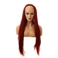 thumbnail image 1 of Unique Bargains Lace Front Wigs for Women 24" Wine Red Long Straight Hair with Wig Cap, 1 of 6