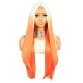 thumbnail image 1 of Unique Bargains Lace Front Wigs for Women 26" Blonde Gradient Orange Long Straight Hair with Wig Cap, 1 of 6