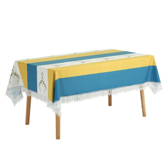 Unique Bargains Lace Rectangle Decor Macrame Polyester Kitchen Party Tablecloth Blue 51x71 Inch