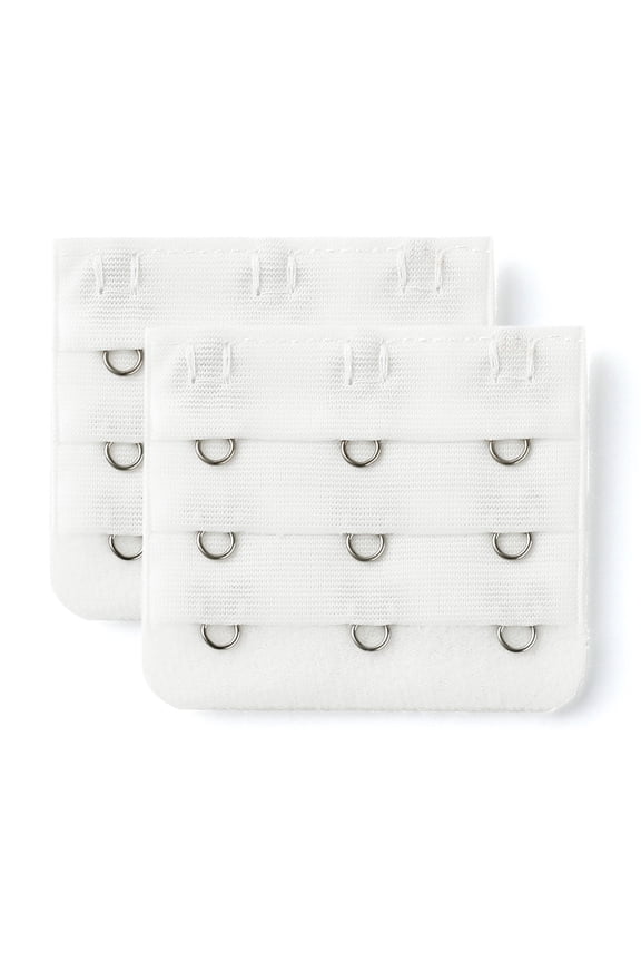 Ladies White Bra Extenders Strap Extension 3-hook, 2-pack
