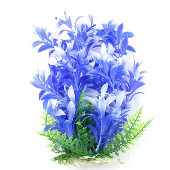 Unique Bargains Landscape Fish Tank Decoration White Blue Plastic Plant for Betta 22cm