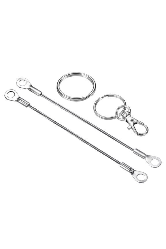 Lanyard Cable Rope with Key Ring for Secure Silver Tone 2mmx10cm