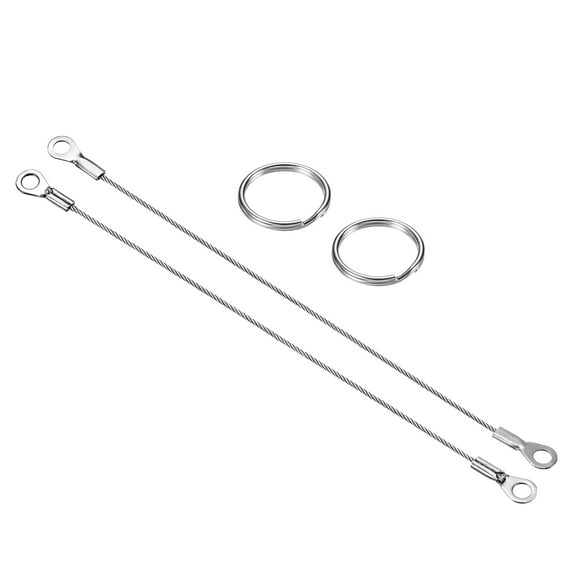 Unique Bargains Eyelets Ended Security Wire Rope with Key Ring Silver Tone 1.5mmx20cm