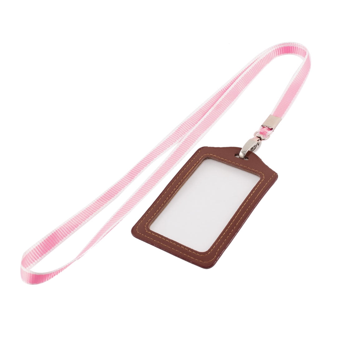 Unique Bargains Lanyard Faux Leather Vertical Office Name ID Card