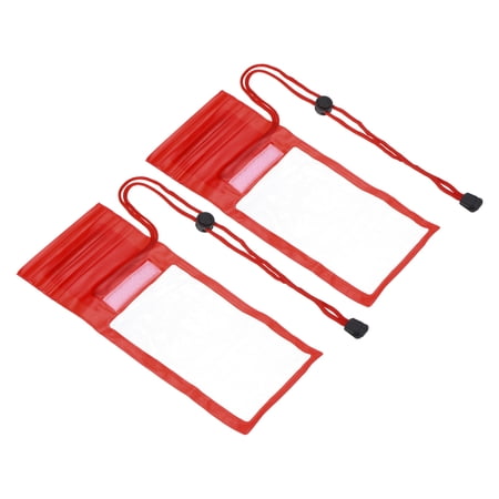 Unique Bargains Lanyard Waterproof Phone Pouch Universal Clear Cellphone Dry Bag Red 2 Pack