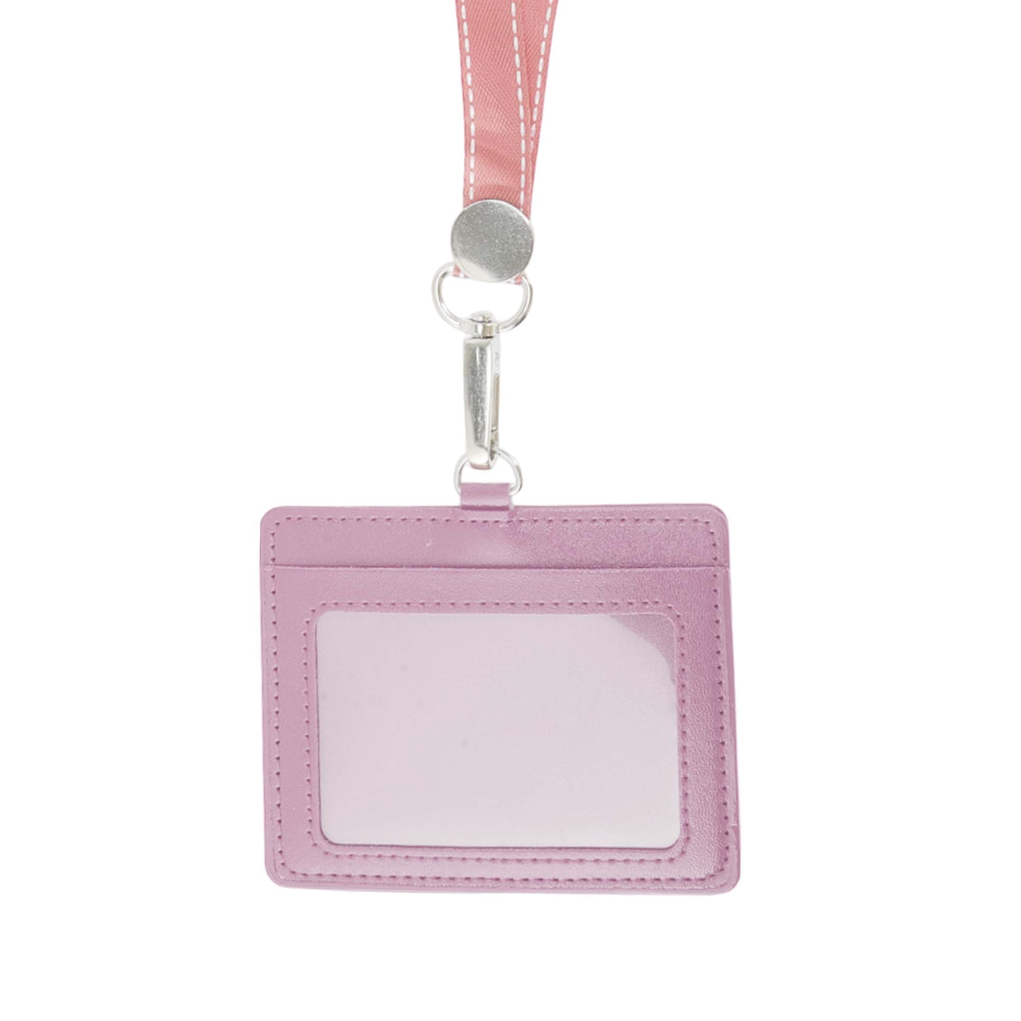 Unique Bargains Lanyards for ID Badges Card Holder with Strap Durable for Work IDs Pink