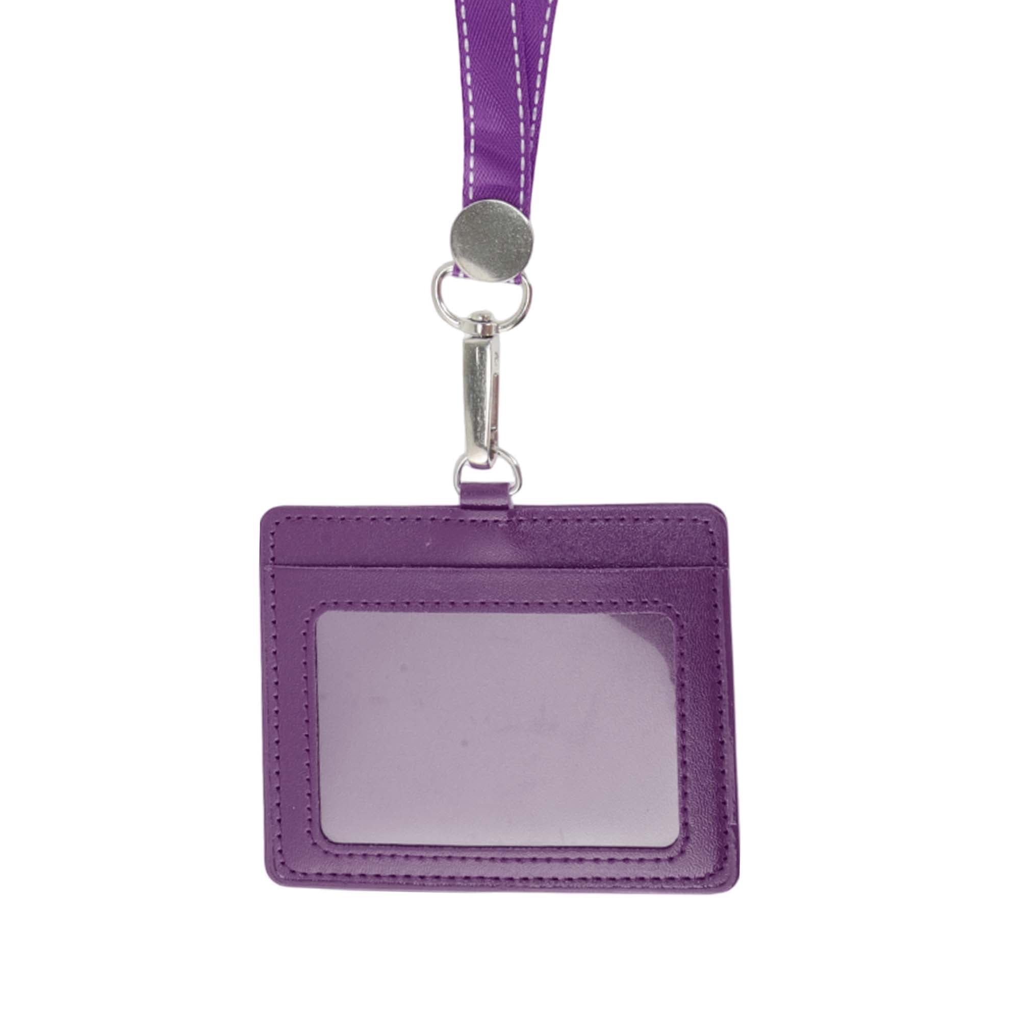 Unique Bargains Lanyards for ID Badges Card Holder with Strap Durable for Work IDs Purple
