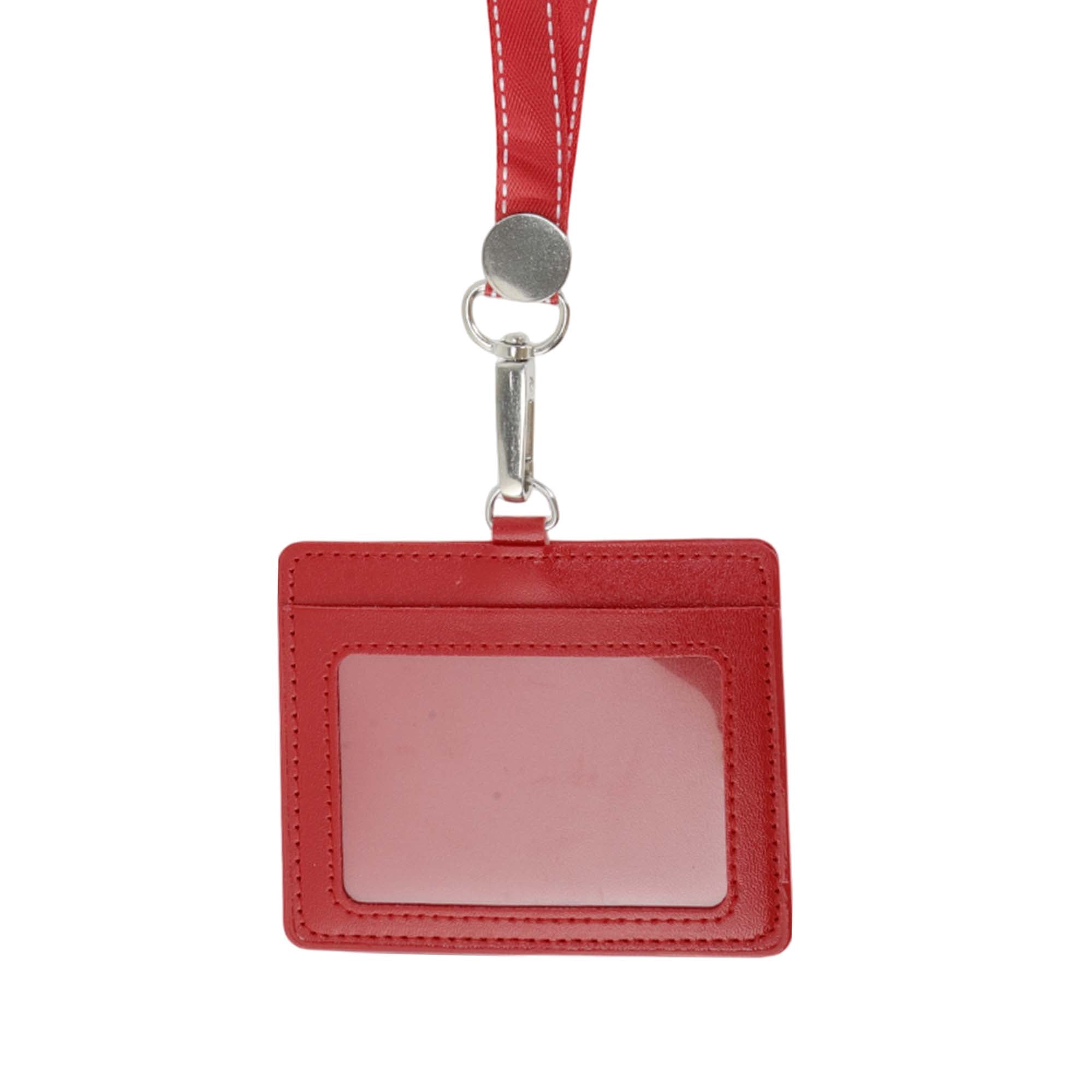 Unique Bargains Lanyards for ID Badges Card Holder with Strap Durable for Work IDs Red