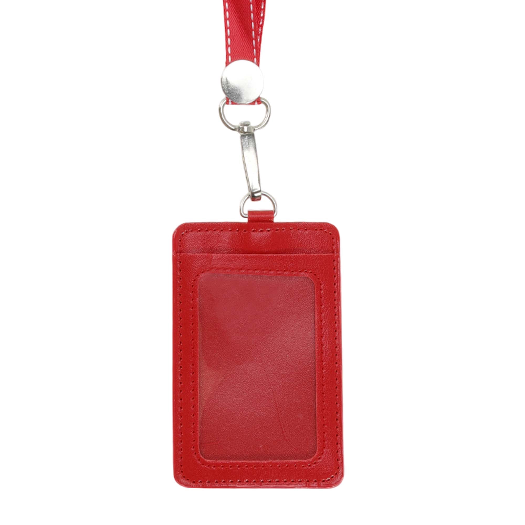 Unique Bargains Lanyards for ID Badges Card Holder with Strap Vertical for Work IDs Red