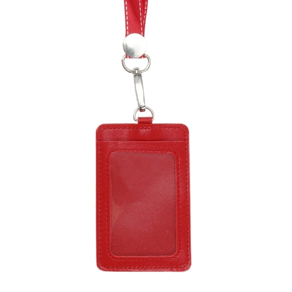Unique Bargains Lanyards for ID Badges Card Holder with Strap Vertical for Work IDs Red