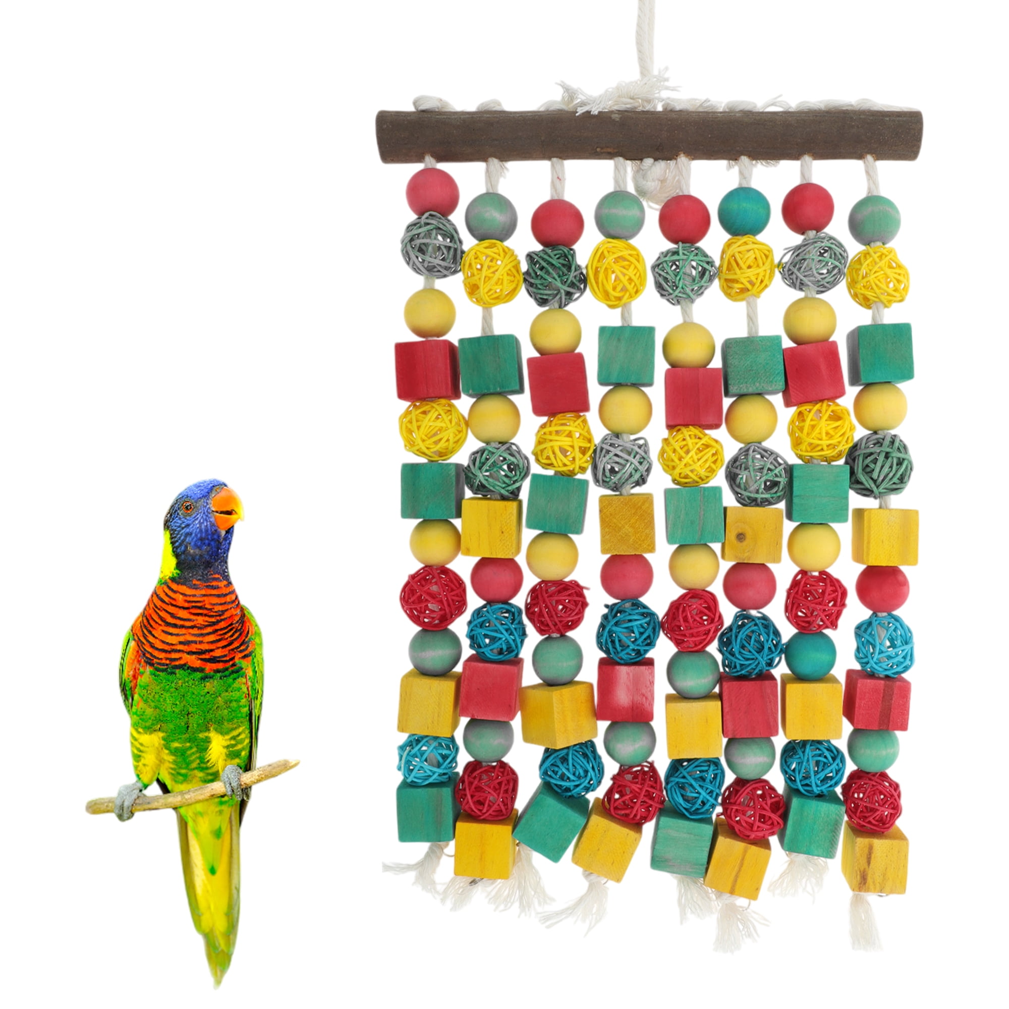 Unique Bargains Large Bird Parrot Toy Bird Chewing Toy Wooden Blocks Bird Toys Bird Cage Accessories Parrot Cage Bite Toy for Large Medium Birds Macaws