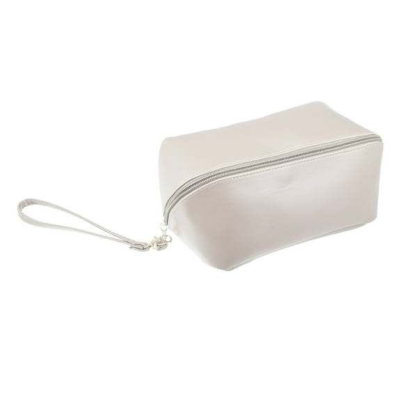 Unique Bargains Large Capacity Travel Cosmetic Bag Portable Makeup Bag Opens Flat Cosmetic Organizer for Women White