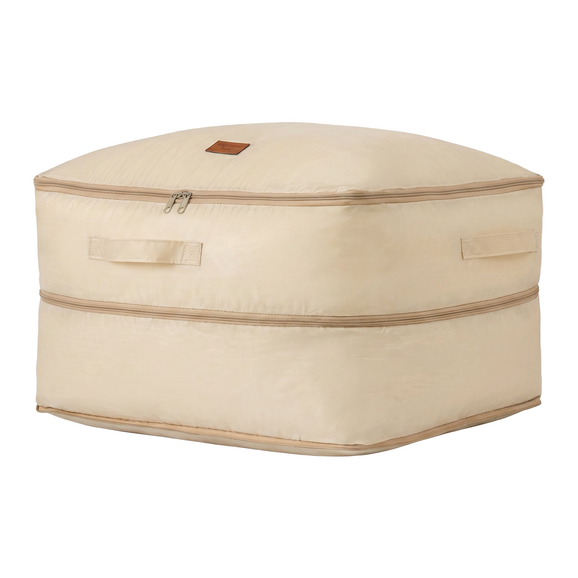 Unique Bargains Large Expandable Packing Bag with Tag Patch Design Beige 20.5"x16.5"x11.8"
