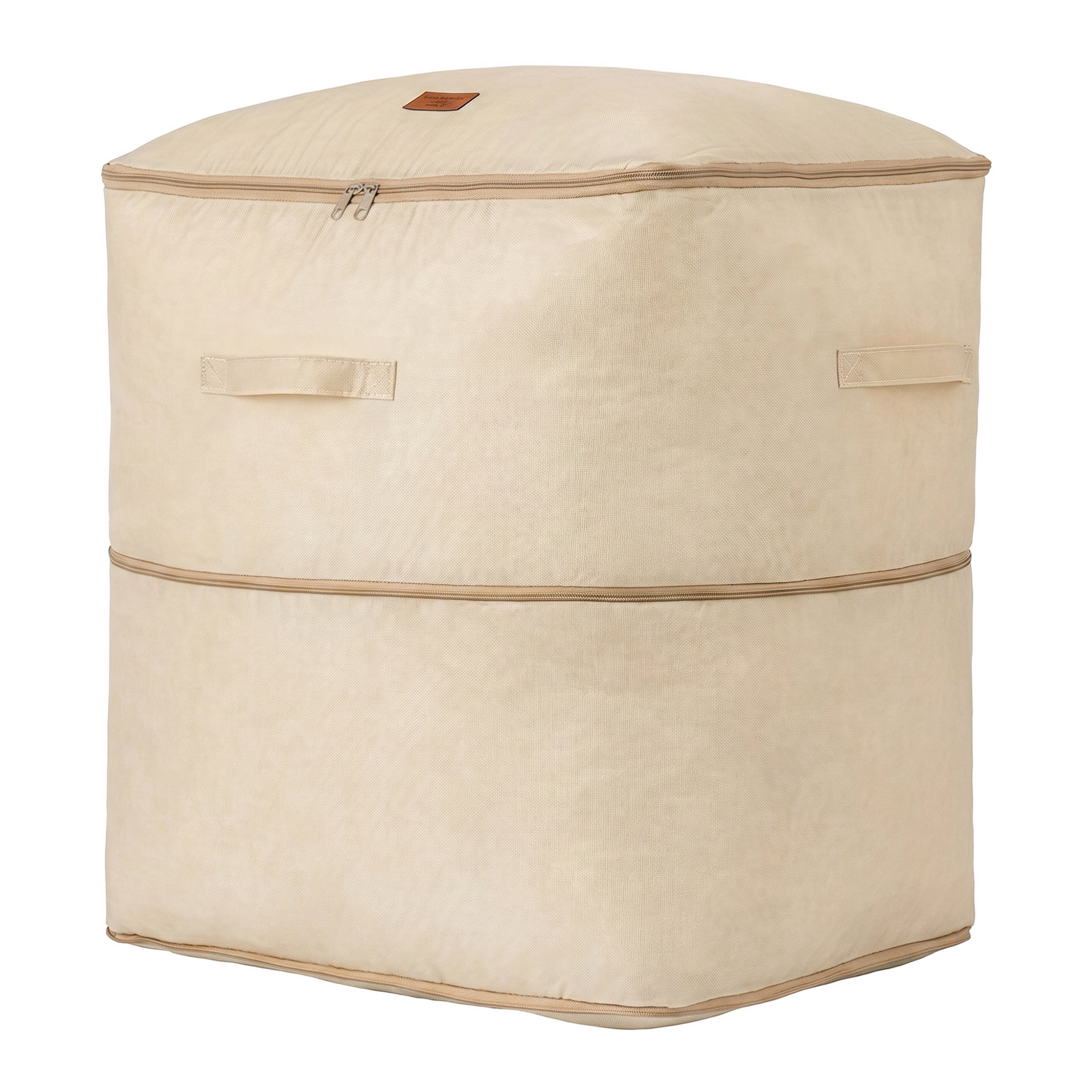 Unique Bargains Large Expandable Packing Bag with Tag Patch Design Beige 20.5"x16.5"x23.6"