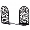 thumbnail image 1 of Unique Bargains Large Flower Design Floral Metal Bookends Black Style A 4.7"x3.2"x7.3", 1 of 6
