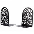 thumbnail image 1 of Unique Bargains Large Flower Design Floral Metal Bookends Black Style B 4.7"x3.2"x7.3", 1 of 6