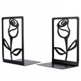 thumbnail image 1 of Unique Bargains Large Flower Design Floral Metal Bookends Black Style C 4.7"x3.2"x7.3", 1 of 5