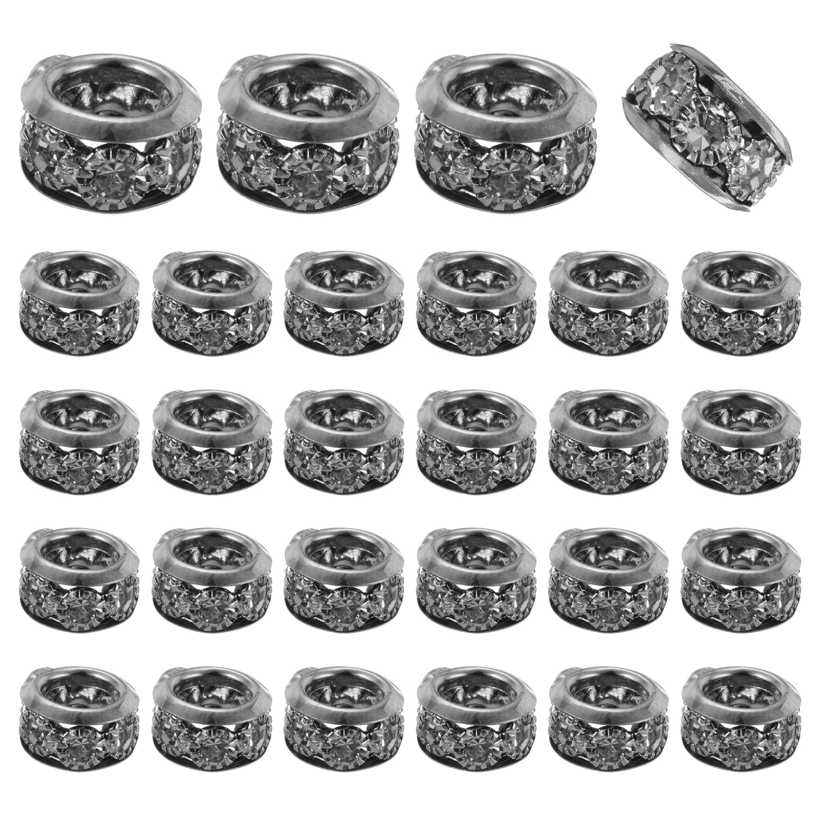 Unique Bargains Large Hole Rhinestone Beads for DIY Jewelry Making Black 10mm