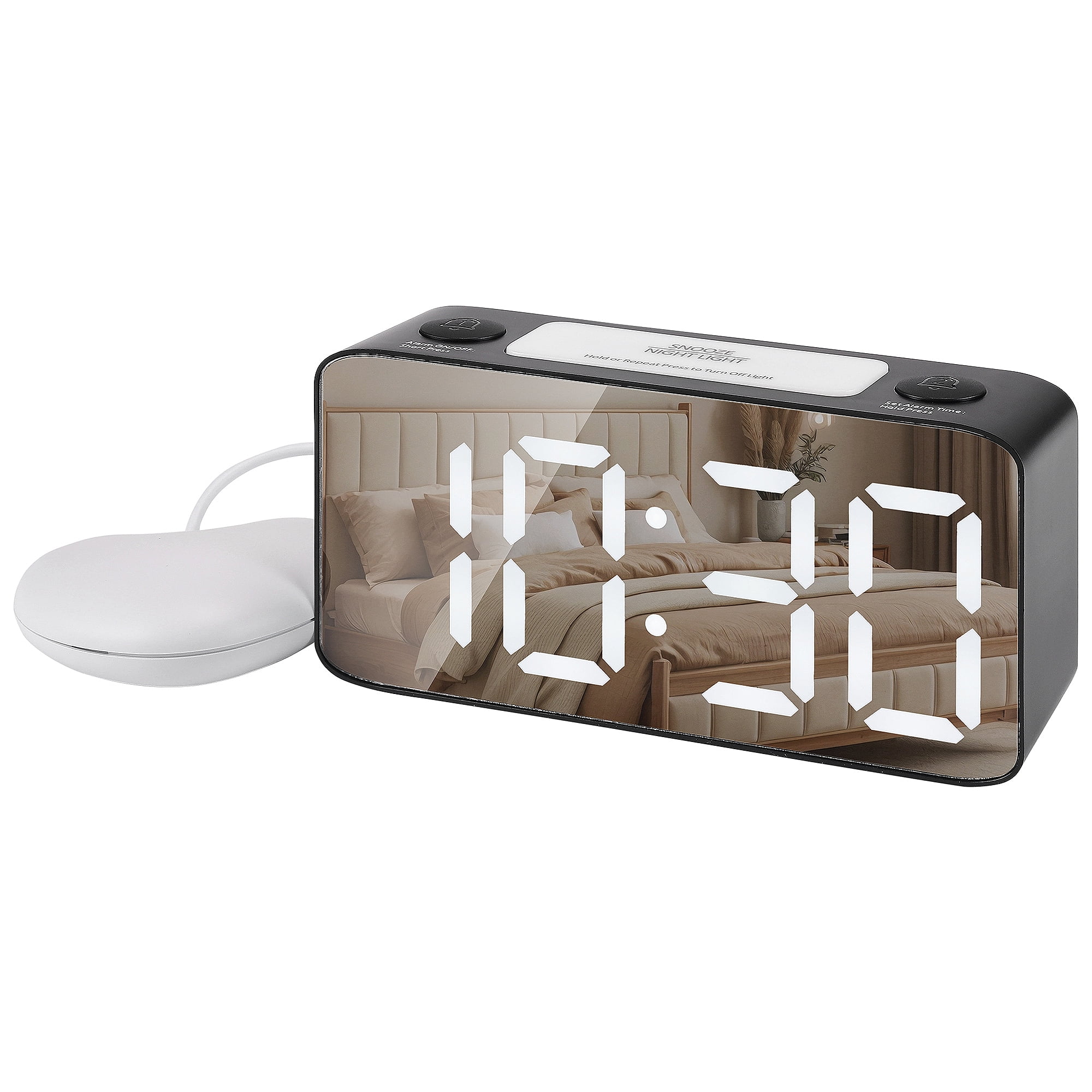 Unique Bargains Large LED Display Digital Alarm Clock Black 6.7"L x 2.0"W x 3.1"H